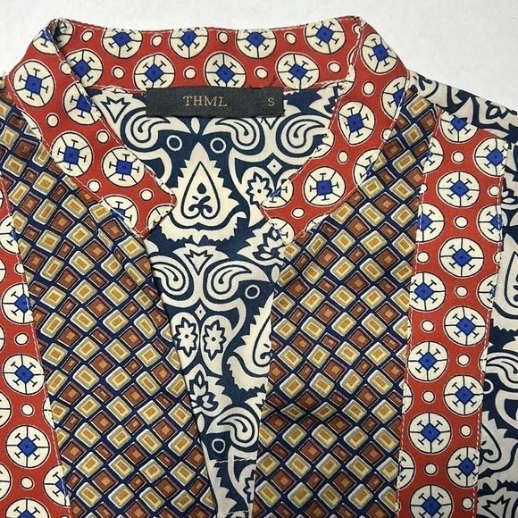 THML Anthropologie Womens Multicolored Boho V-Neck Tunic Top Size S - Picture 3 of 10